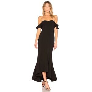 Likely Women’s Sunset Gown Off-Shoulder High-Low Evening Dress Black Size 4